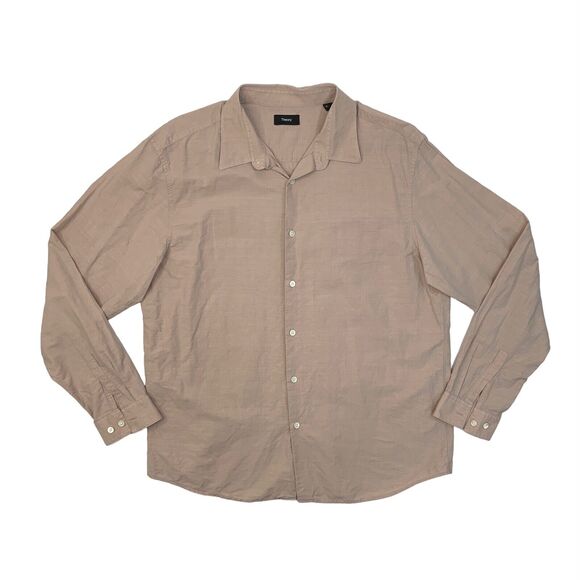 Theory Shirt Mens Extra Large Parfait Breathable Linen Cotton Blend Long Sleeve - Picture 1 of 9